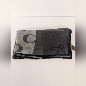 Coach Gray Two-Tone Signature Scarf in Gray and Black Sheer Silk
